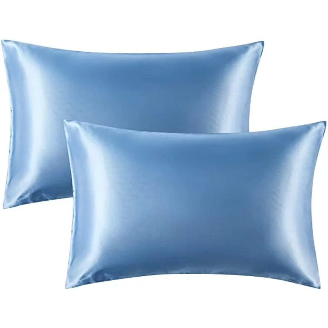 Blue Satin Pillow Case